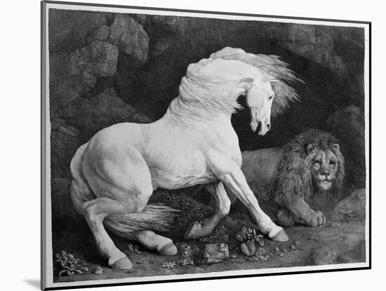 A Horse Affrighted by a Lion, Engraved by the Artist, 1788 (Etching)-George Stubbs-Mounted Giclee Print