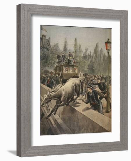 A Horse Committing Suicide, Illustration from 'Le Petit Journal: Supplement Illustre', 1898-French-Framed Giclee Print