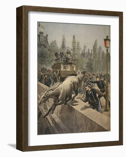 A Horse Committing Suicide, Illustration from 'Le Petit Journal: Supplement Illustre', 1898-French-Framed Giclee Print