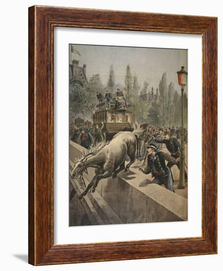 A Horse Committing Suicide, Illustration from 'Le Petit Journal: Supplement Illustre', 1898-French-Framed Giclee Print