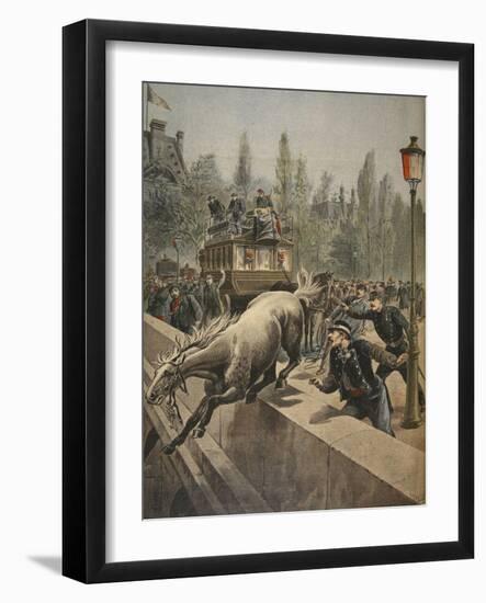 A Horse Committing Suicide, Illustration from 'Le Petit Journal: Supplement Illustre', 1898-French-Framed Giclee Print