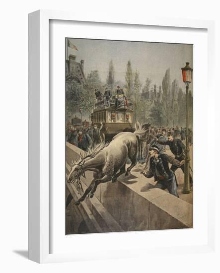 A Horse Committing Suicide, Illustration from 'Le Petit Journal: Supplement Illustre', 1898-French-Framed Giclee Print