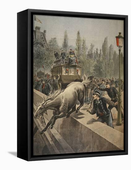 A Horse Committing Suicide, Illustration from 'Le Petit Journal: Supplement Illustre', 1898-French-Framed Premier Image Canvas