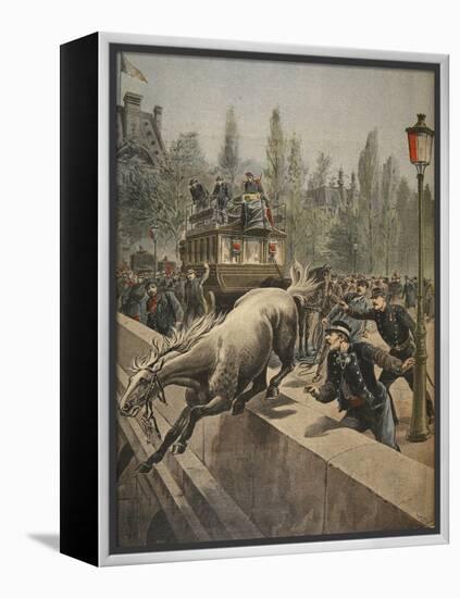 A Horse Committing Suicide, Illustration from 'Le Petit Journal: Supplement Illustre', 1898-French-Framed Premier Image Canvas