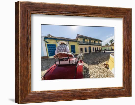 A horse-drawn cart known locally as a coche in Plaza Mayor, Trinidad, UNESCO World Heritage Site, C-Michael Nolan-Framed Photographic Print