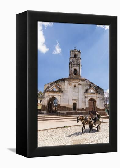 A horse-drawn cart known locally as a coche, Trinidad, UNESCO World Heritage Site, Cuba, West Indie-Michael Nolan-Framed Premier Image Canvas