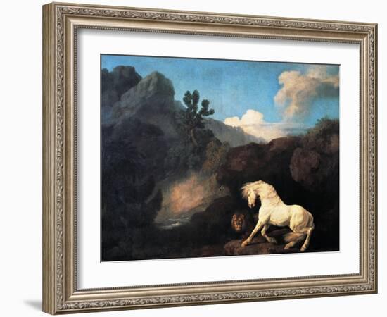 A Horse Frightened by a Lion, 1770-George Stubbs-Framed Giclee Print