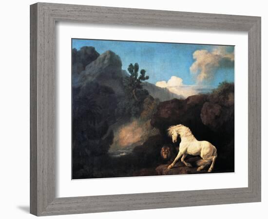 A Horse Frightened by a Lion, 1770-George Stubbs-Framed Giclee Print