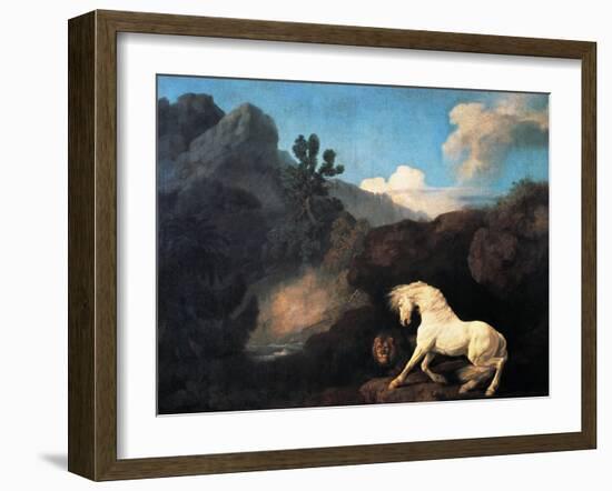 A Horse Frightened by a Lion, 1770-George Stubbs-Framed Giclee Print