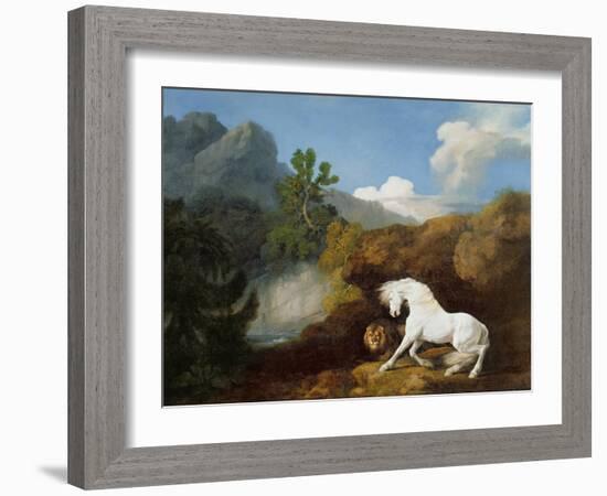 A Horse Frightened by a Lion, 1770-George Stubbs-Framed Giclee Print