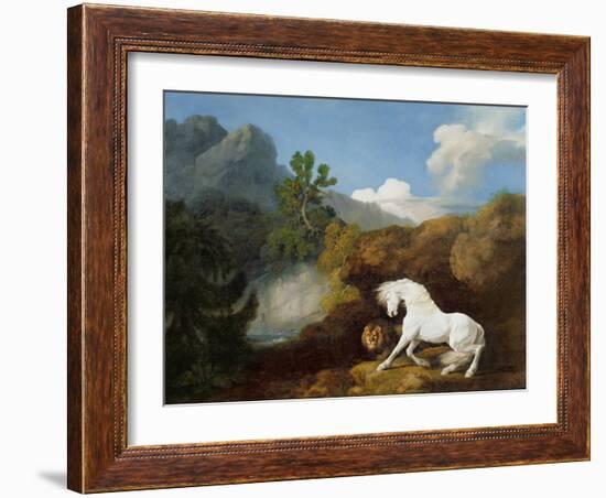 A Horse Frightened by a Lion, 1770-George Stubbs-Framed Giclee Print