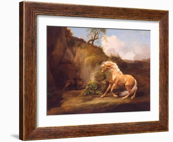 A Horse Frightened by a Lion, c.1790-5-George Stubbs-Framed Giclee Print