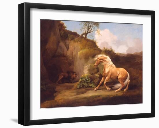 A Horse Frightened by a Lion, c.1790-5-George Stubbs-Framed Giclee Print