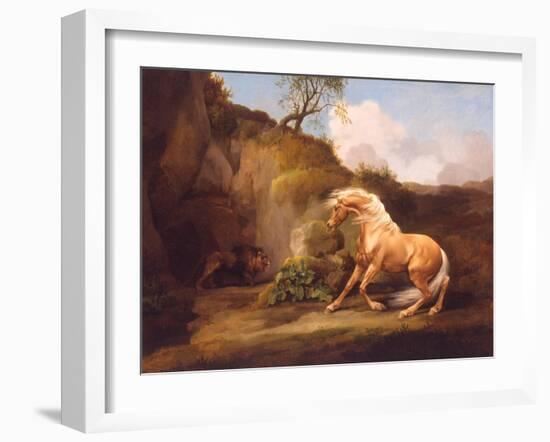 A Horse Frightened by a Lion, c.1790-5-George Stubbs-Framed Giclee Print