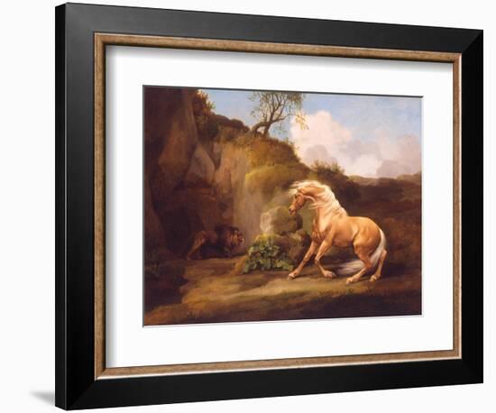 A Horse Frightened by a Lion, c.1790-5-George Stubbs-Framed Giclee Print