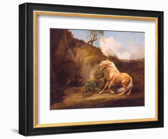 A Horse Frightened by a Lion, c.1790-5-George Stubbs-Framed Giclee Print