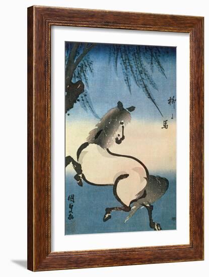 A Horse Galloping under a Willow Tree-Utagawa Kunisada-Framed Giclee Print