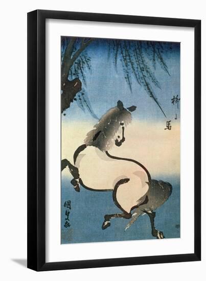 A Horse Galloping under a Willow Tree-Utagawa Kunisada-Framed Giclee Print