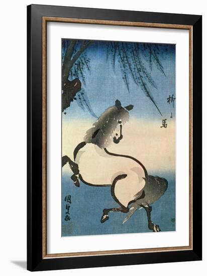 A Horse Galloping under a Willow Tree-Utagawa Kunisada-Framed Giclee Print