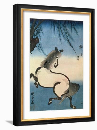 A Horse Galloping under a Willow Tree-Utagawa Kunisada-Framed Giclee Print