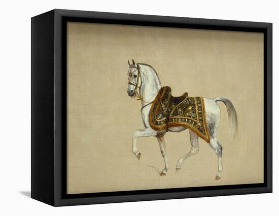 A Horse in Ceremonial Saddlecloth - the Mount of the Marquess Clanricade-Richard Barrett Davis-Framed Premier Image Canvas