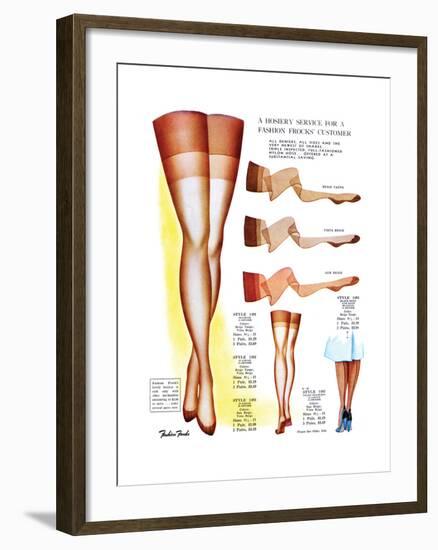 A Hosiery Service for Fashion Frocks' Customer-Fashion Frocks-Framed Art Print