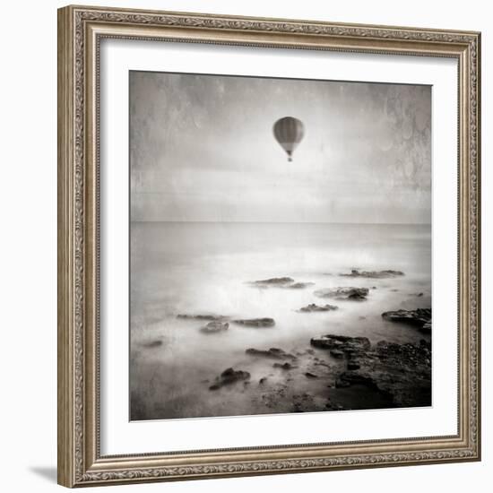 A Hot Air Balloon Floating Above the Sea-Luis Beltran-Framed Photographic Print