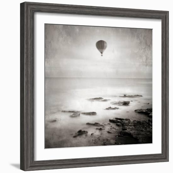 A Hot Air Balloon Floating Above the Sea-Luis Beltran-Framed Photographic Print