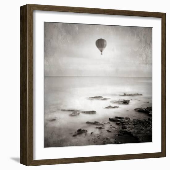 A Hot Air Balloon Floating Above the Sea-Luis Beltran-Framed Photographic Print