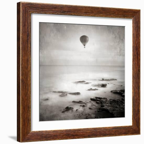 A Hot Air Balloon Floating Above the Sea-Luis Beltran-Framed Photographic Print