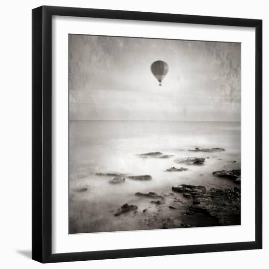 A Hot Air Balloon Floating Above the Sea-Luis Beltran-Framed Photographic Print