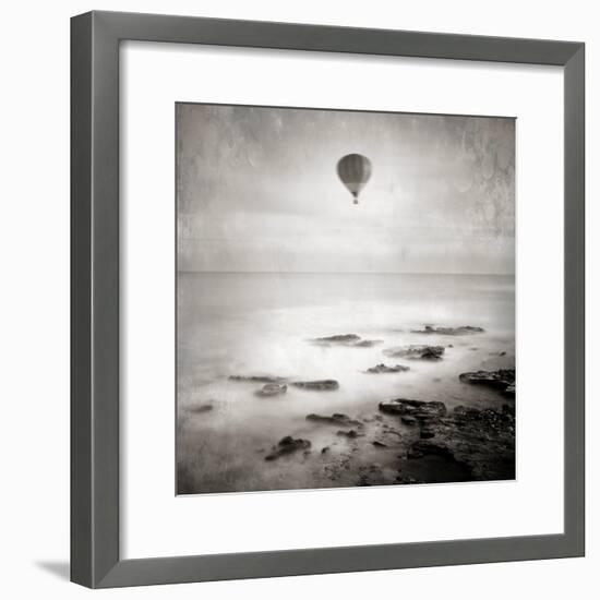 A Hot Air Balloon Floating Above the Sea-Luis Beltran-Framed Photographic Print