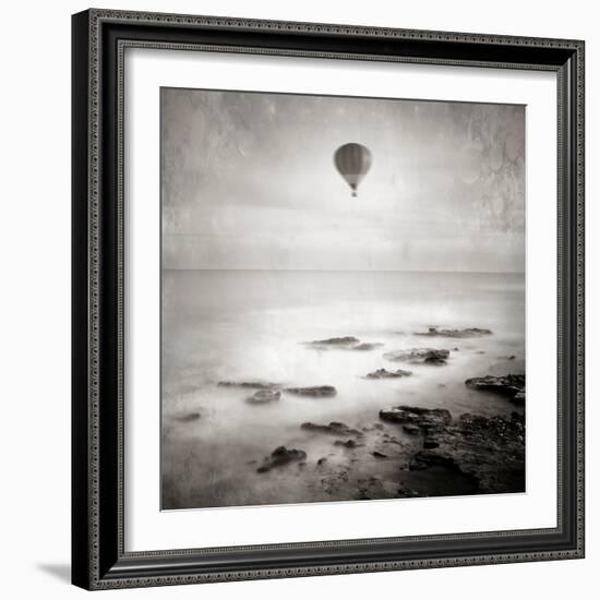 A Hot Air Balloon Floating Above the Sea-Luis Beltran-Framed Photographic Print