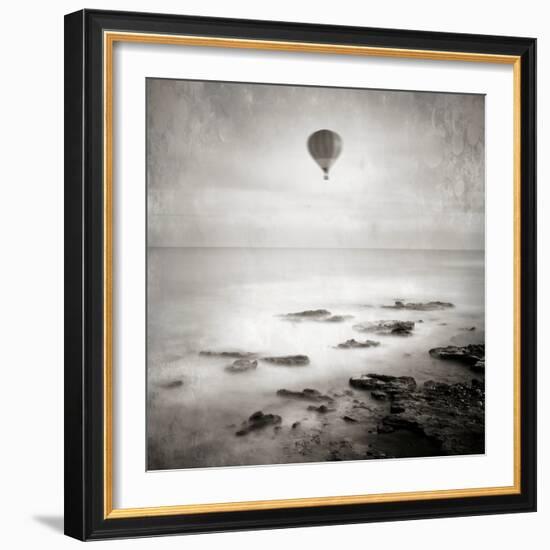 A Hot Air Balloon Floating Above the Sea-Luis Beltran-Framed Photographic Print