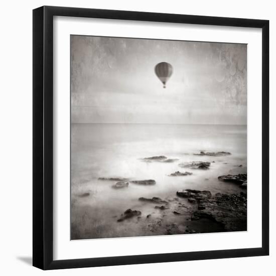 A Hot Air Balloon Floating Above the Sea-Trigger Image-Framed Photographic Print