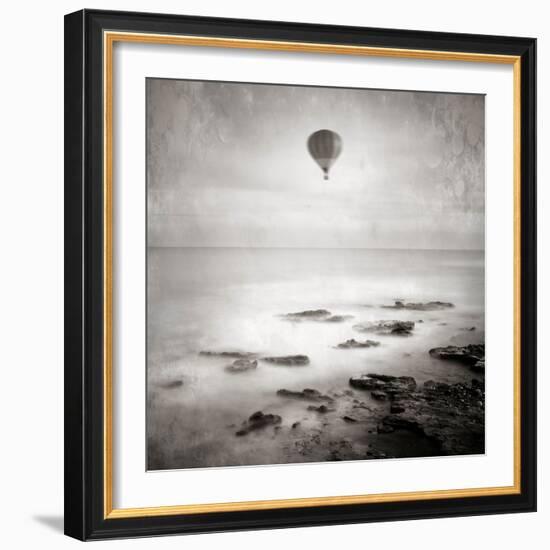 A Hot Air Balloon Floating Above the Sea-Trigger Image-Framed Photographic Print