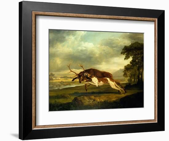 A Hound Attacking a Stag-George Stubbs-Framed Giclee Print