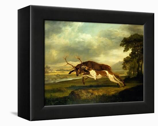 A Hound Attacking a Stag-George Stubbs-Framed Premier Image Canvas