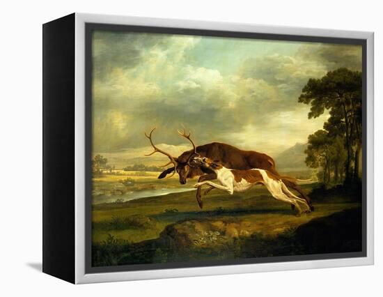 A Hound Attacking a Stag-George Stubbs-Framed Premier Image Canvas