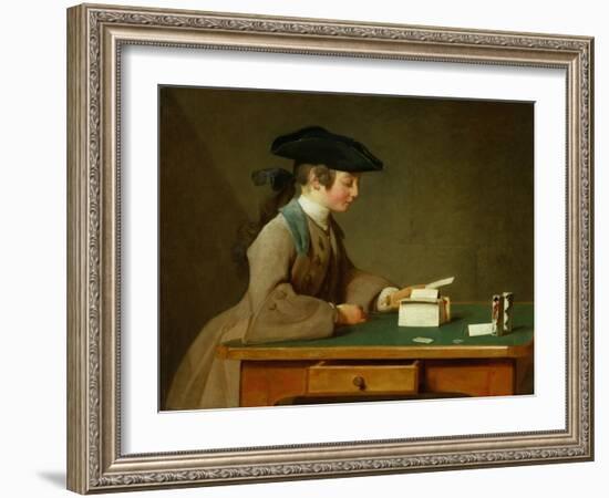 A house of cards,1736-37 Canvas,60,3 x 71,8 cm.-Jean-Baptiste-Simeon Chardin-Framed Giclee Print