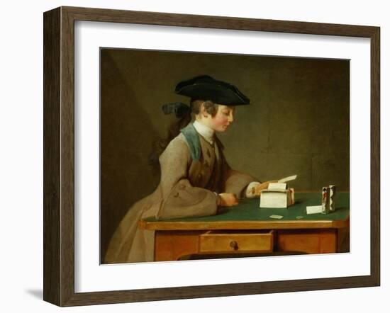 A house of cards,1736-37 Canvas,60,3 x 71,8 cm.-Jean-Baptiste-Simeon Chardin-Framed Giclee Print