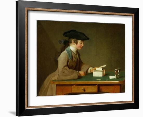 A house of cards,1736-37 Canvas,60,3 x 71,8 cm.-Jean-Baptiste-Simeon Chardin-Framed Giclee Print