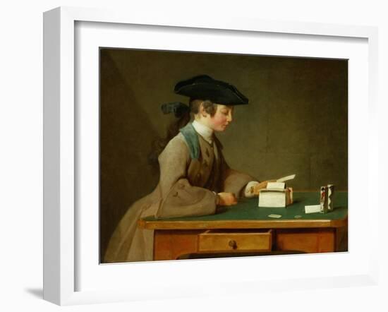 A house of cards,1736-37 Canvas,60,3 x 71,8 cm.-Jean-Baptiste-Simeon Chardin-Framed Giclee Print