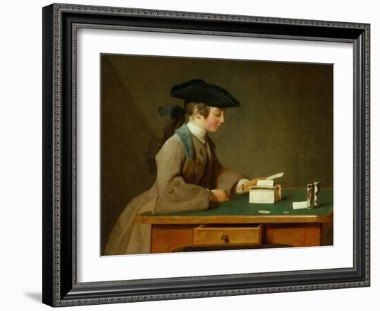 A house of cards,1736-37 Canvas,60,3 x 71,8 cm.-Jean-Baptiste-Simeon Chardin-Framed Giclee Print