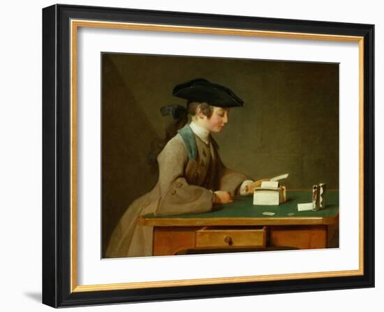 A house of cards,1736-37 Canvas,60,3 x 71,8 cm.-Jean-Baptiste-Simeon Chardin-Framed Giclee Print