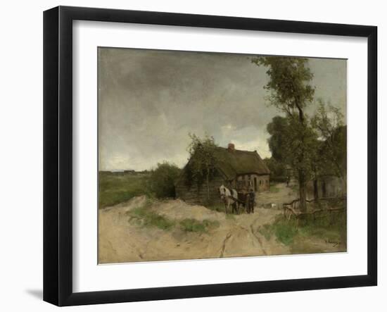 A House with Barn on a Dirt Road on the Moor-Anton Mauve-Framed Art Print