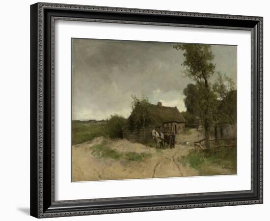 A House with Barn on a Dirt Road on the Moor-Anton Mauve-Framed Art Print