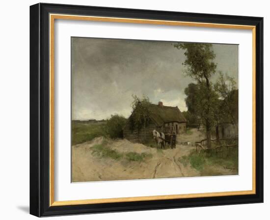 A House with Barn on a Dirt Road on the Moor-Anton Mauve-Framed Art Print