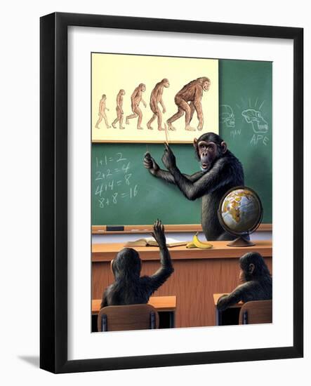 A Humorous View of the Reverse Evolution of Man-null-Framed Art Print