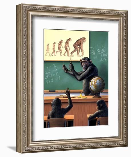 A Humorous View of the Reverse Evolution of Man-null-Framed Premium Giclee Print